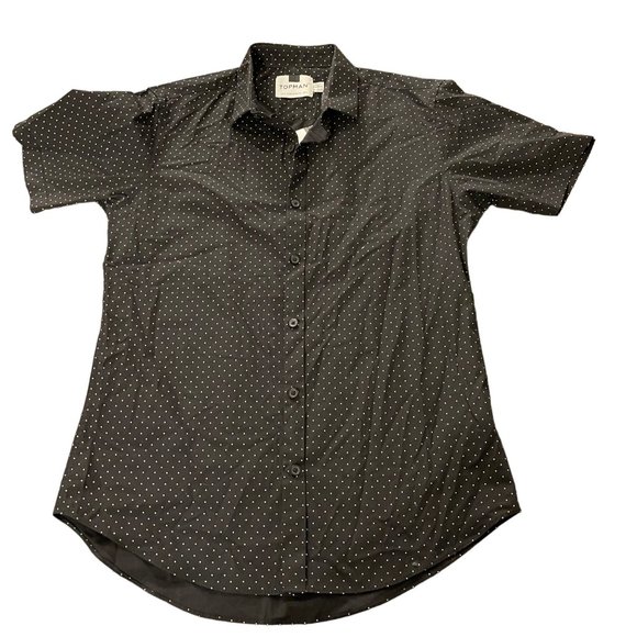 Topman Other - NWT Topman Swiss Dots Collared Short Sleeve Classic Button Up Shirt Black Small